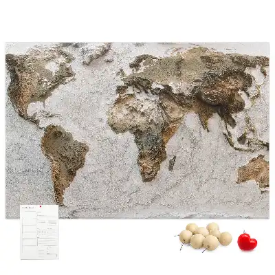 Ozdobna tablica korkowa Archiwalna mapa świata