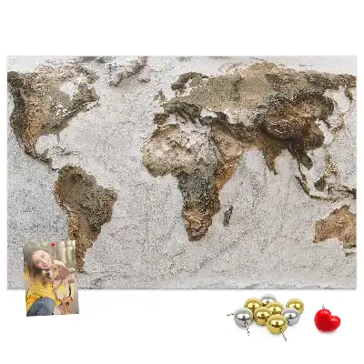 Ozdobna tablica korkowa Archiwalna mapa świata