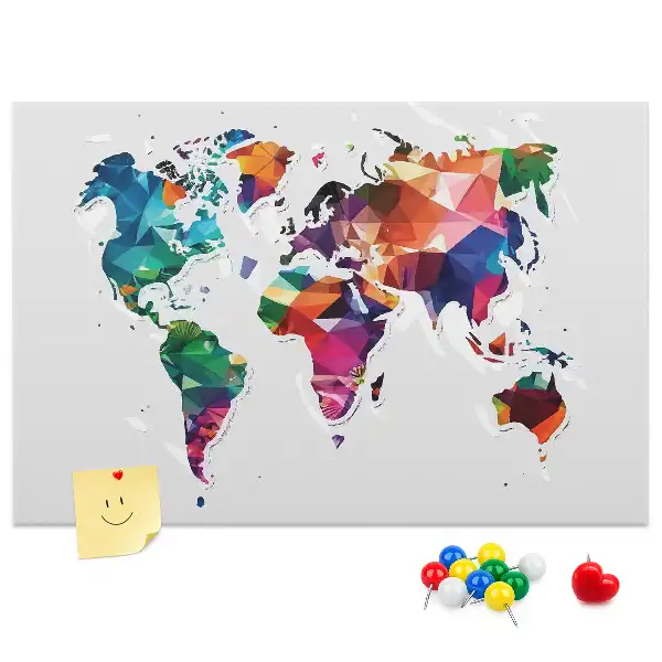 Korkowa mapa świata z motywem trójkątów