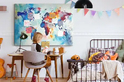 Korkowa tablica z nadrukiem malowanej mapy