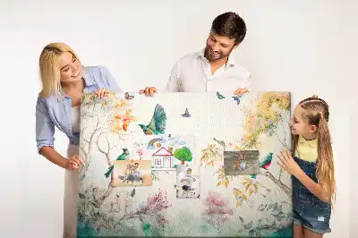 Tablica korkowa dla dzieci w kwiaty i ptaki