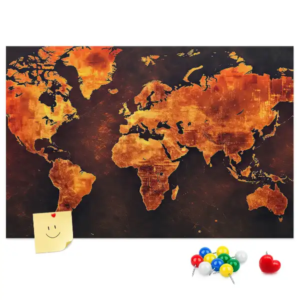 Ozdobna tablica korkowa Ścienny atlas świata