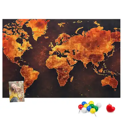 Ozdobna tablica korkowa Ścienny atlas świata