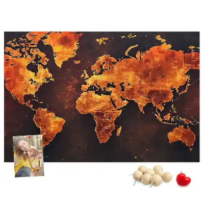 Ozdobna tablica korkowa Ścienny atlas świata