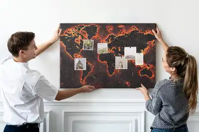 Nowoczesna korkowa tablica na ścianę z mapą lądów
