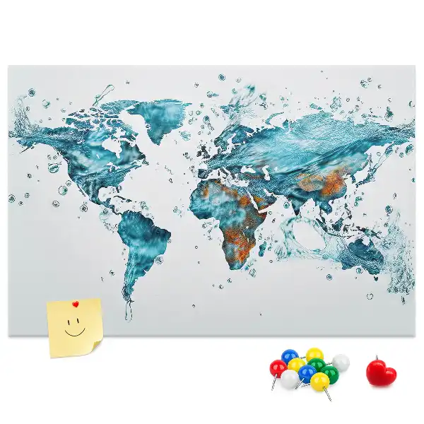 Tablica korkowa dla dzieci Wodna mapa świata