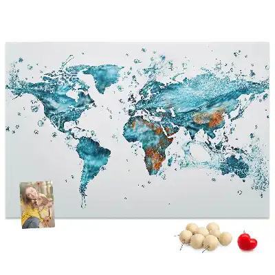 Tablica korkowa dla dzieci Wodna mapa świata