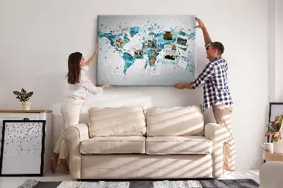 Tablica korkowa dla dzieci Wodna mapa świata