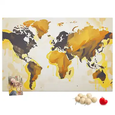 Korkowa tablica Mapa świata abstrakcja