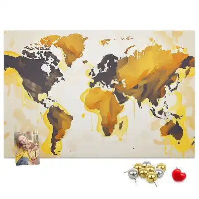 Korkowa tablica Mapa świata abstrakcja