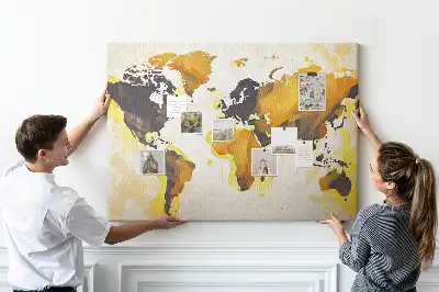 Korkowa tablica Mapa świata abstrakcja