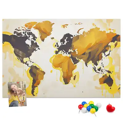 Korkowa tablica Mapa świata abstrakcja