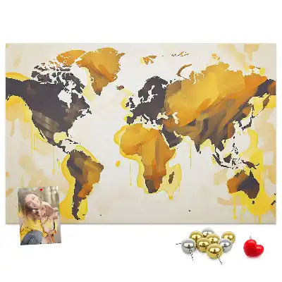 Korkowa tablica Mapa świata abstrakcja