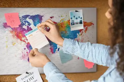 Tablica korkowa dla dzieci Geograficzna mapa kontynentalna
