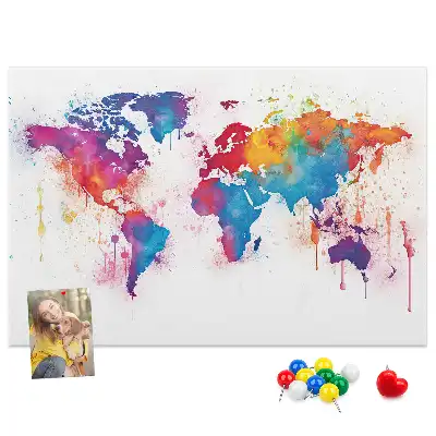 Tablica korkowa dla dzieci Geograficzna mapa kontynentalna
