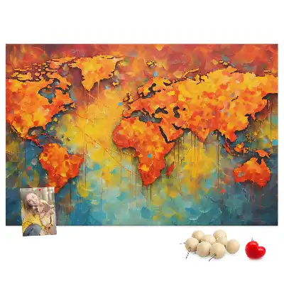 Ozdobna tablica korkowa mapa ścienna