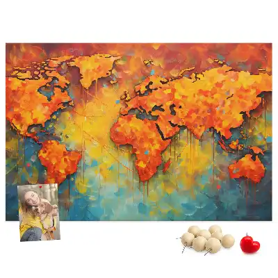 Ozdobna tablica korkowa mapa ścienna
