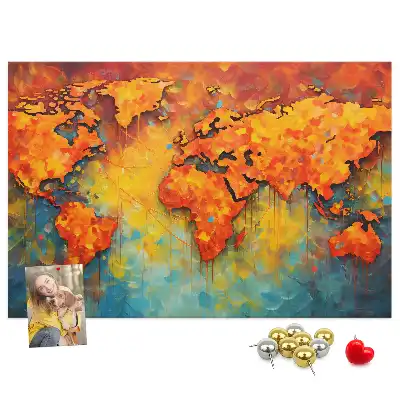 Ozdobna tablica korkowa mapa ścienna