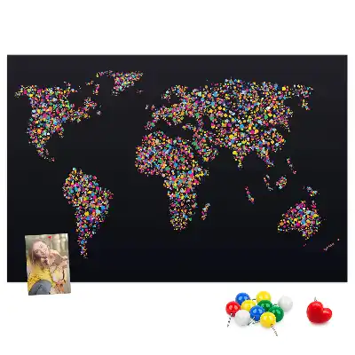 Ozdobna tablica korkowa Mapa świata z kropek