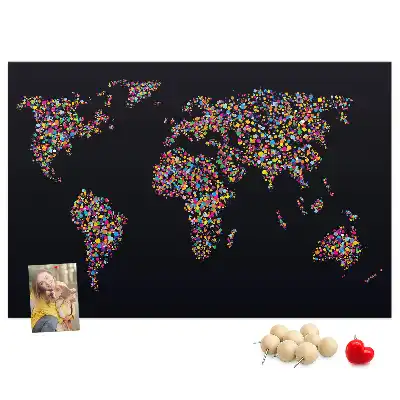 Ozdobna tablica korkowa Mapa świata z kropek