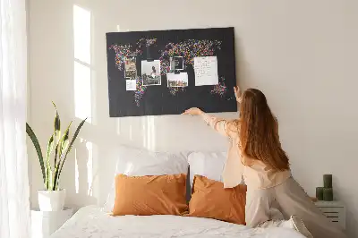 Ozdobna tablica korkowa Mapa świata z kropek
