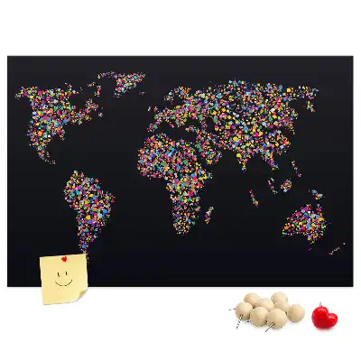 Ozdobna tablica korkowa Mapa świata z kropek