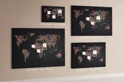 Ozdobna tablica korkowa Mapa świata z kropek