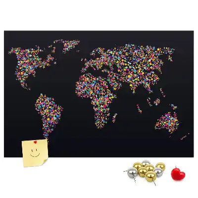 Ozdobna tablica korkowa Mapa świata z kropek