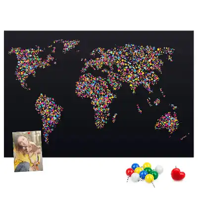 Ozdobna tablica korkowa Mapa świata z kropek