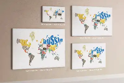 Tablica korkowa Napisy tworzące mapę