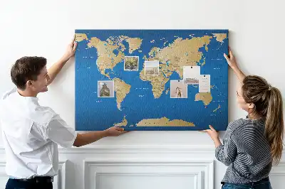 Tablica korkowa z mapą świata i krajami