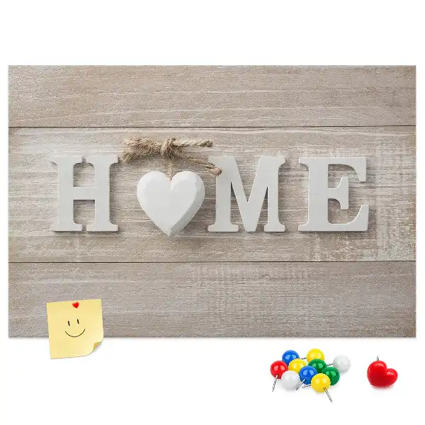 Korkowa tablica na ścianę z napisem Home