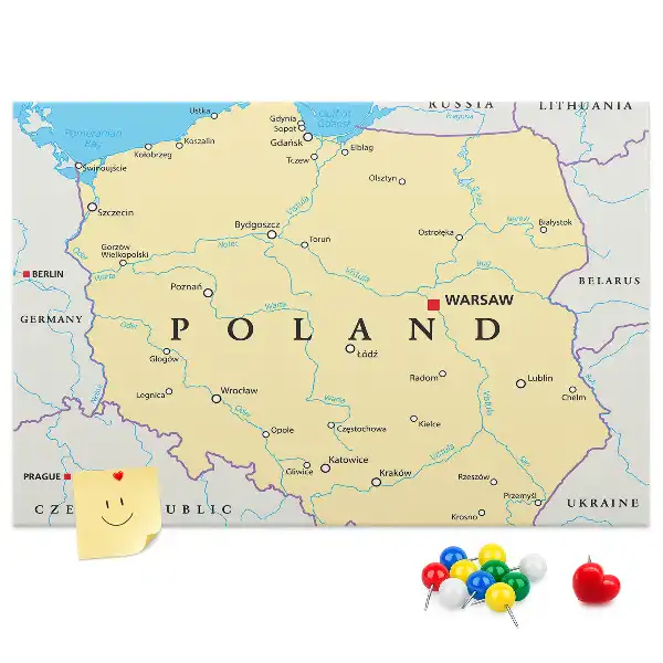 Tablica korkowa ozdobna Polityczna mapa Polski