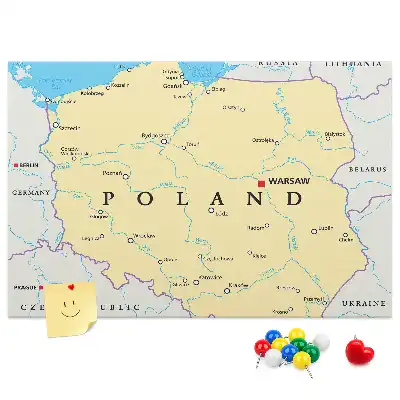 Tablica korkowa ozdobna Polityczna mapa Polski