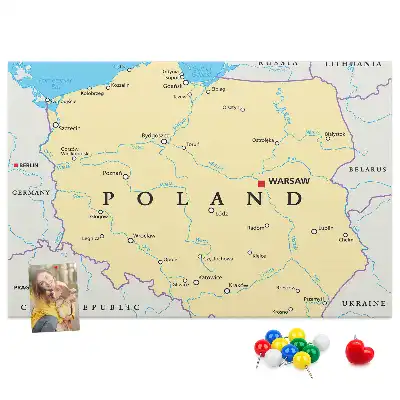 Tablica korkowa ozdobna Polityczna mapa Polski
