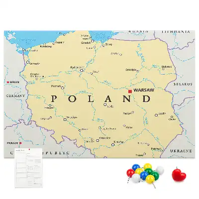 Tablica korkowa ozdobna Polityczna mapa Polski