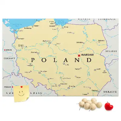 Tablica korkowa ozdobna Polityczna mapa Polski