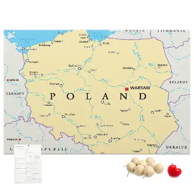 Tablica korkowa ozdobna Polityczna mapa Polski