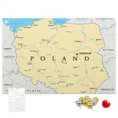 Tablica korkowa ozdobna Polityczna mapa Polski