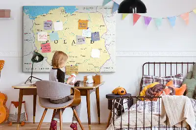 Tablica korkowa ozdobna Polityczna mapa Polski