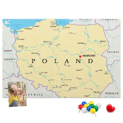 Tablica korkowa ozdobna Polityczna mapa Polski