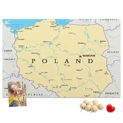 Tablica korkowa ozdobna Polityczna mapa Polski