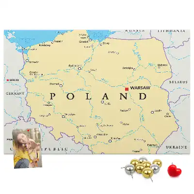Tablica korkowa ozdobna Polityczna mapa Polski