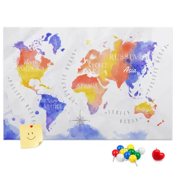 Korkowa tablica Malowana mapa świata