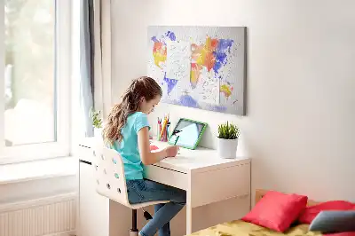 Korkowa tablica Malowana mapa świata art