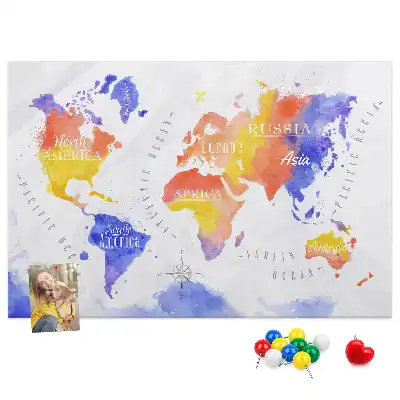 Korkowa tablica Malowana mapa świata