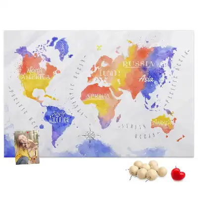 Korkowa tablica Malowana mapa świata art
