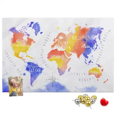 Korkowa tablica Malowana mapa świata art