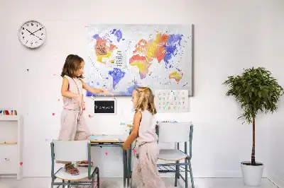 Korkowa tablica Malowana mapa świata art