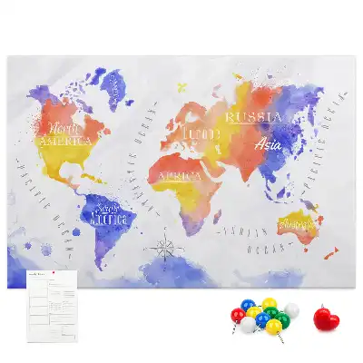 Korkowa tablica Malowana mapa świata art